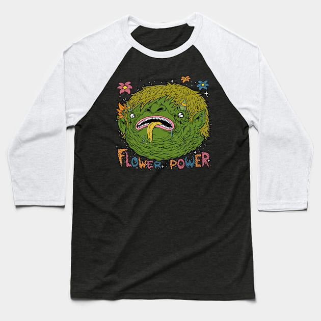 Flower Power Baseball T-Shirt by flynnryanart